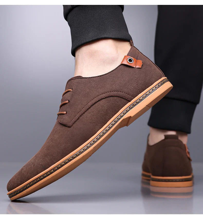Men's Casual Business Leather Shoes Men Fashion Lace-up Derby Shoe Mens Light Comfortable Outdoor Driving Flats