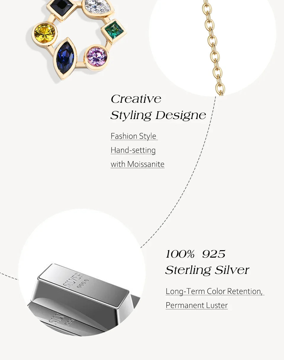 S925 Sterling Silver Necklace 18K Yellow White Gold Plated O-chain Pear Zircon Marquise Sapphire Jewelry Gift For Women