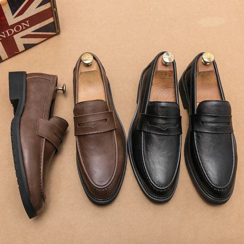 Black Men Loafers Soft Moccasins High Quality Spring Autumn Genuine Leather Shoes Men Business Office Dress Shoes Zapatos