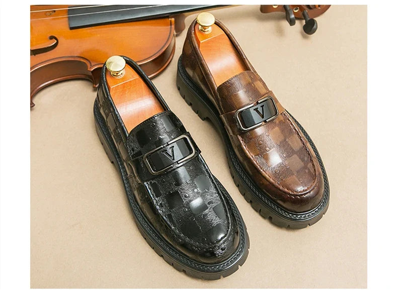 New Platform Men's Casual Shoes Comfortable Fashion Luxury Loafers Men's Leather Shoes Heightening Loafers Beans Driving Shoes