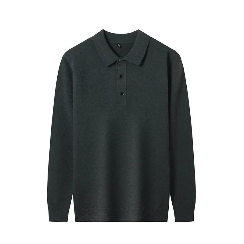 Fashion Autumn And Winter New Cashmere Sweater Men's High Quality Pullover Casual Loose POLO Knitted Bottom Shirt Jacket Shirt