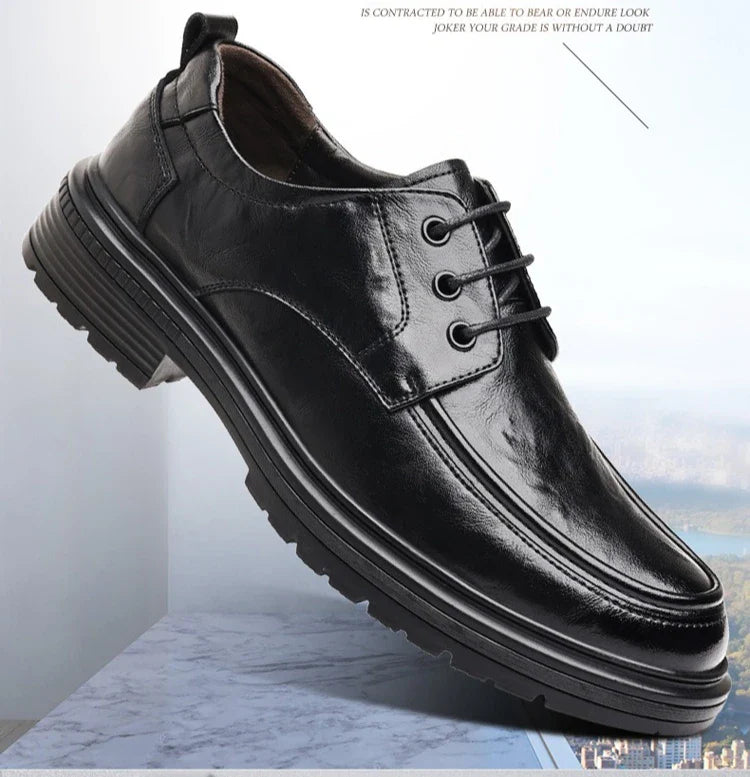 2026 Spring Autumn New Dress Shoes for Men Lace Designer Fashion Leather Shoes Male Black Business Casual Platform Shoe Man