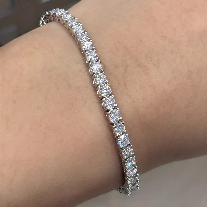 Hidden Spring Buckle Full Moissanite Tennis Bracelet D Color 2/2.5/3/4/5mm Lab Diamond Link Bracelets For Women Man Gift
