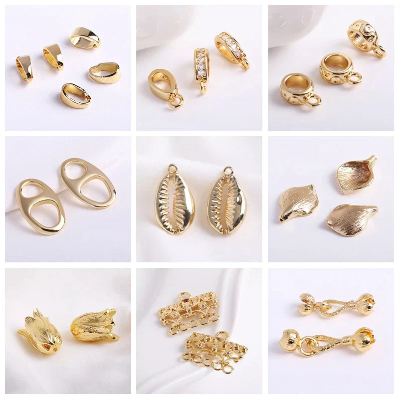 14K Gold Plated Brass Earrings Hooks Round Hoop Earrings,Earring Fixtures,Fasteners For Earrings,DIY Earring Making Accessories