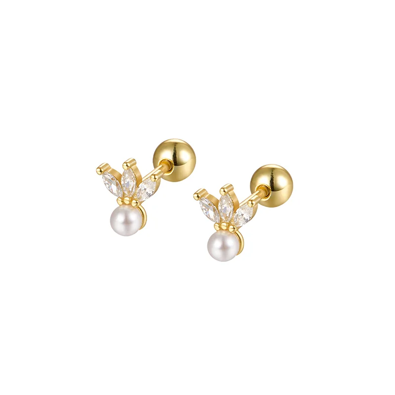 925 Sterling Silver Fashion Love Butterfly Romantic Star Crown Screw Stud Earrings for Women Ear Bone Piercing Jewelry