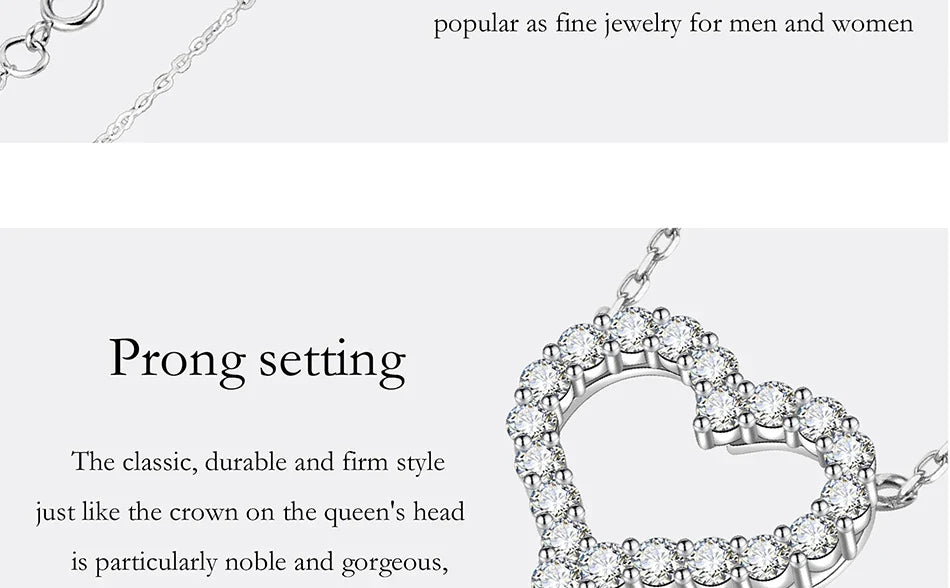 2CT Moissanite Necklace for Women S925 Pure Silver Heart Design Laboratory Diamond Pendant Luxury Jewelry Party Gift