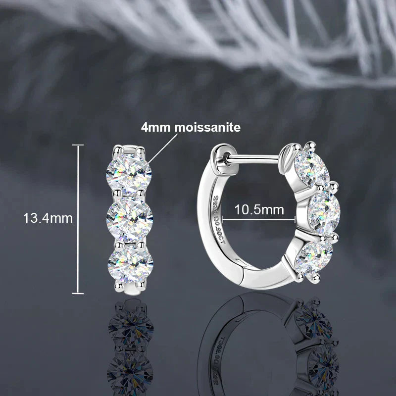 Hoops 100% 925 Sterling Silver Real 3mm Moissanite Stud Earrings For Women Sparkling Jewelry Gifts with Certificate Gifts