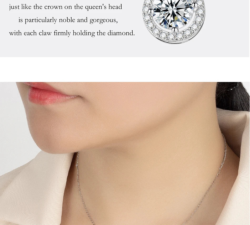 1-5CT Moissanite Necklace for Women S925 Pure Silver Round Laboratory Diamond Pendant Fashionable Wedding Luxury Jewelry