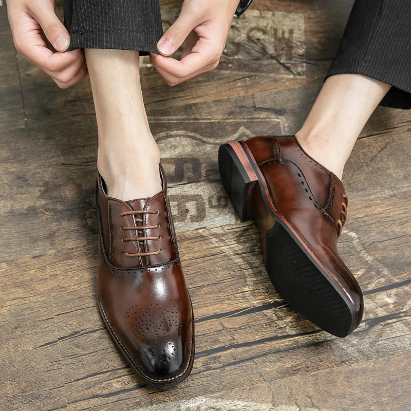 High Quality Leather Business Formal Shoes 2026 Classic Italian Casual Dress Shoes Men Elegant Office Formal Oxford Shoes