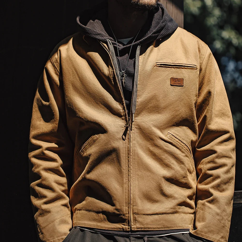 Vintage Detroit Hunting Jackets Men J001 Turn-down Collar Coats Heavyweight Cotton Jacket Multi-Pocket Casual Clothes