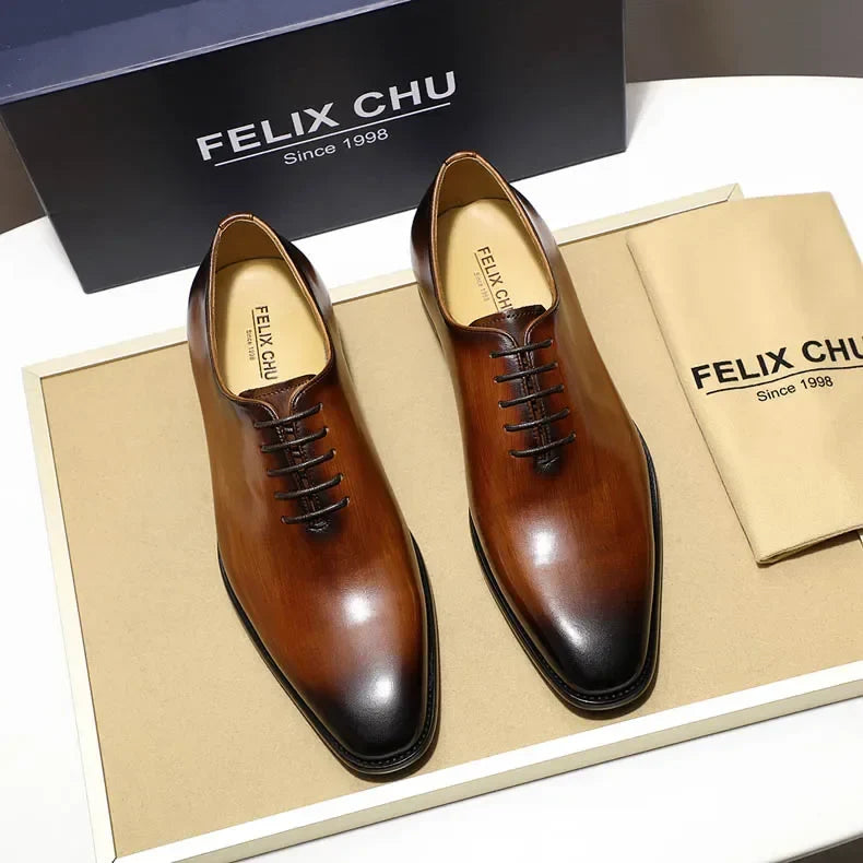 Designer Genuine Leather Mens Wholecut Oxford Shoes Luxury Brand Black Brown Dress Shoes for Business Office Formal Wear