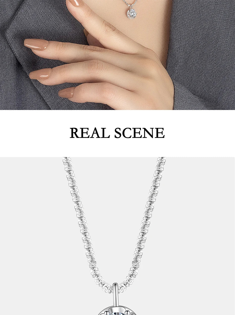 1/2CT Moissanite Necklace for Women S925 Pure Silver Sparkling Crown Diamond Pendant Luxurious Wedding Jewelry