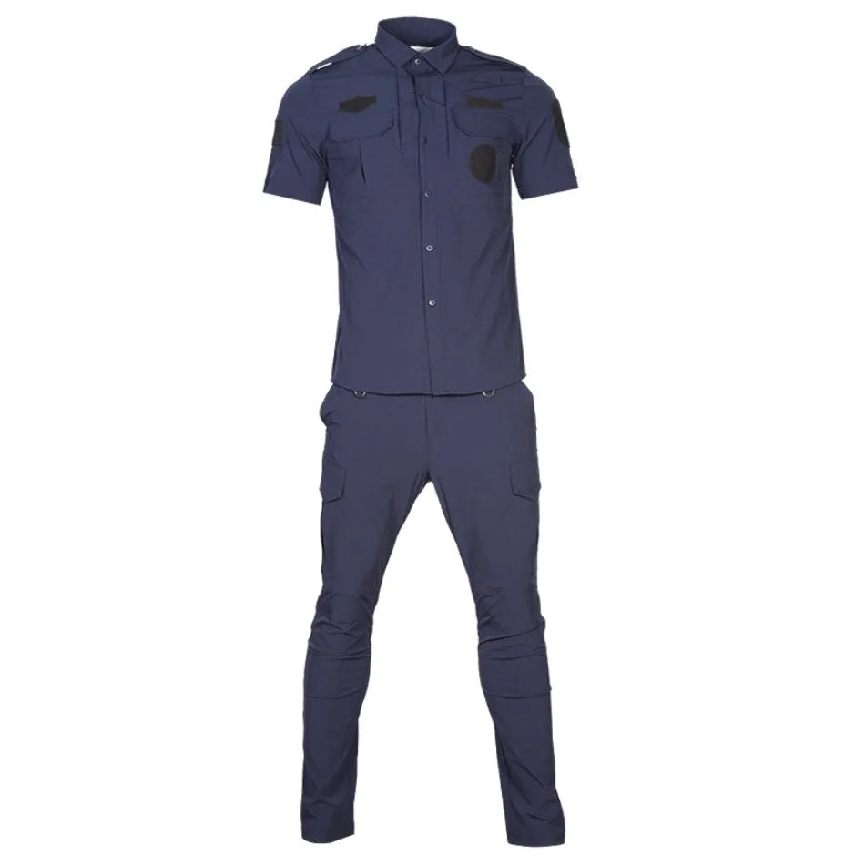 Quick Drying Workwear Suit Men Combat Elastic Tactical Training Set Multi Pocket Man Security Staff Uniform Cargo 2pcs Suits