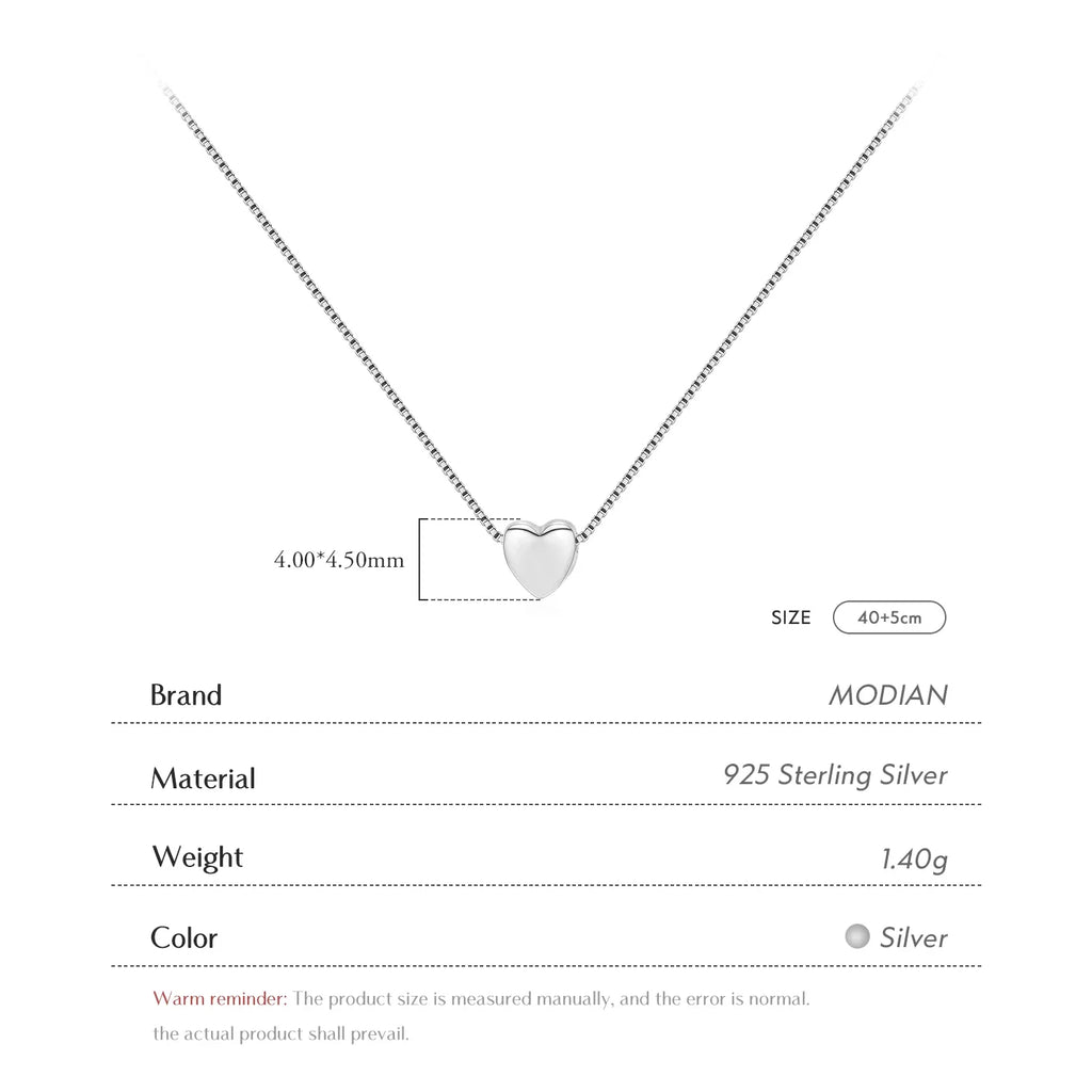 Silver Tiny Heart Exquisite Necklace Fashion 925 Sterling Silver Simple Love Pendant Necklaces For Women Fine Jewelry