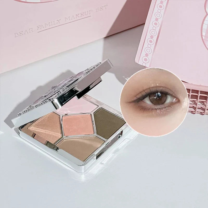 7PCs Multipurpose Makeup Sets Include 3 Matte Lip Mud,1 Pressed Powder,1 Blush,1 Eyes Palette And Necklace Cosmetics
