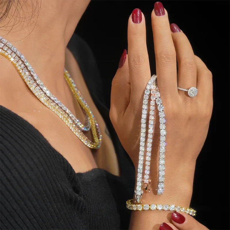 Real D Color Full 2/2.5/3/4/5/6.5mm Moissanite Tennis Bracelet For Women S925 Plated 18K Rose Gold Diamond Link Bracelets