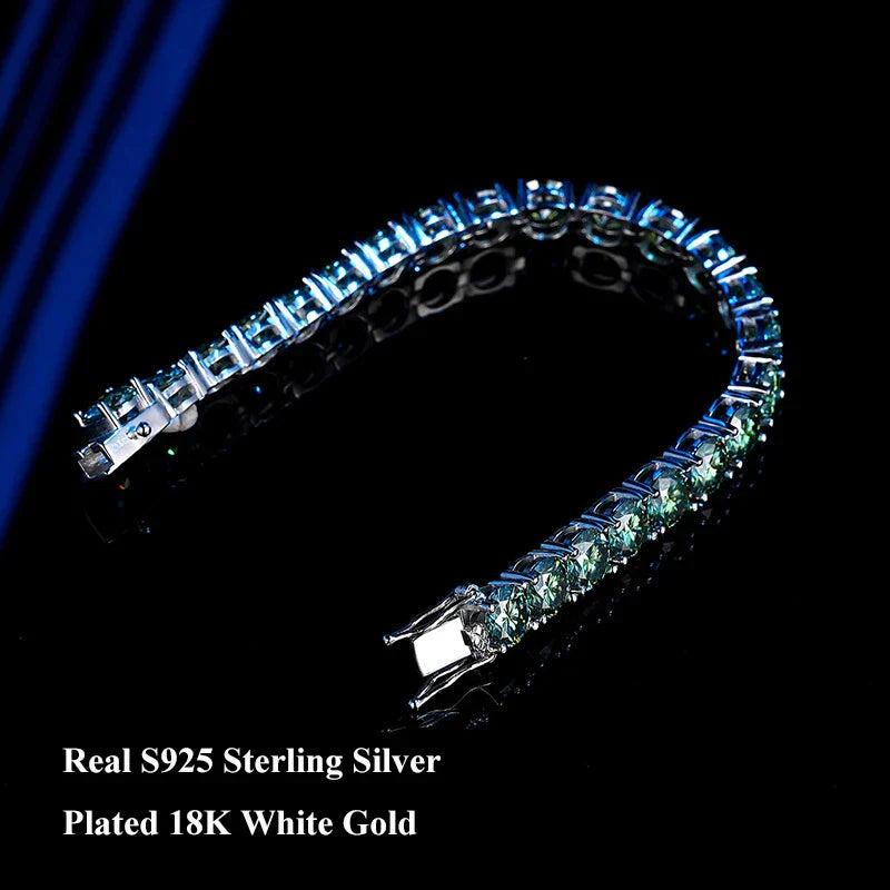 Luxury Real 3/4/5/6.5MM Full Champagne Blue Green Moissanite Tennis Bracelet for Men Women S925 All Red Diamond Bracelets