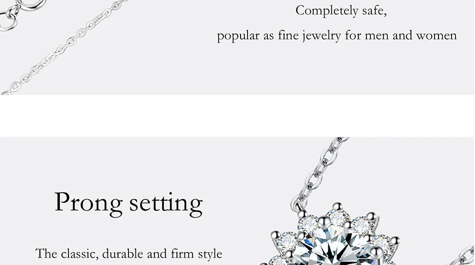1-3CT Moissanite Necklace For Women S925 Pure Silver Sparkling Sunflower Pendant Party Fashion High-end Jewelry
