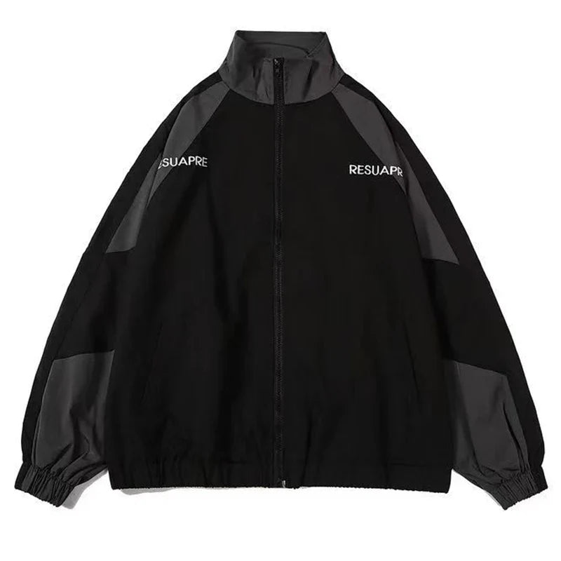 Men High Street Patchwork Color Black Windbreaker Coats Hip Hop Varsity Jacket Women Spring Autumn Thin Fashion College Jackets