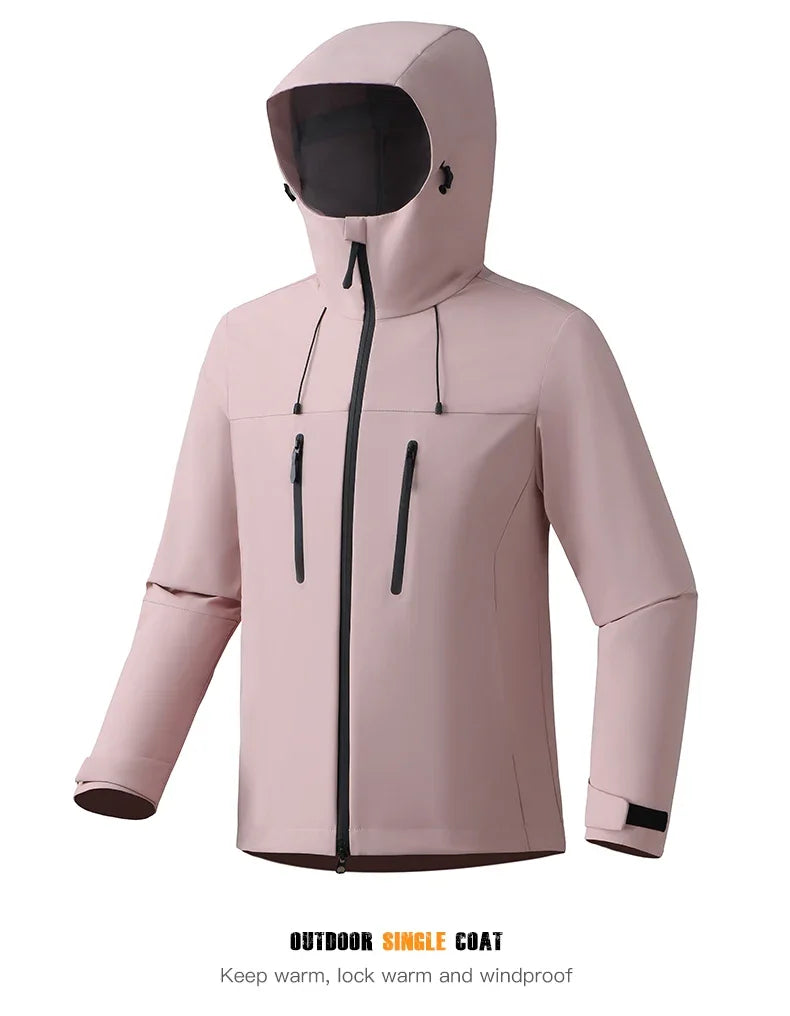 Women Men Waterproof Jacket Hiking Camping Trekking Windbreaker Unisex Outdoor Sporty Rain Coat Hooded Climbing Clothes