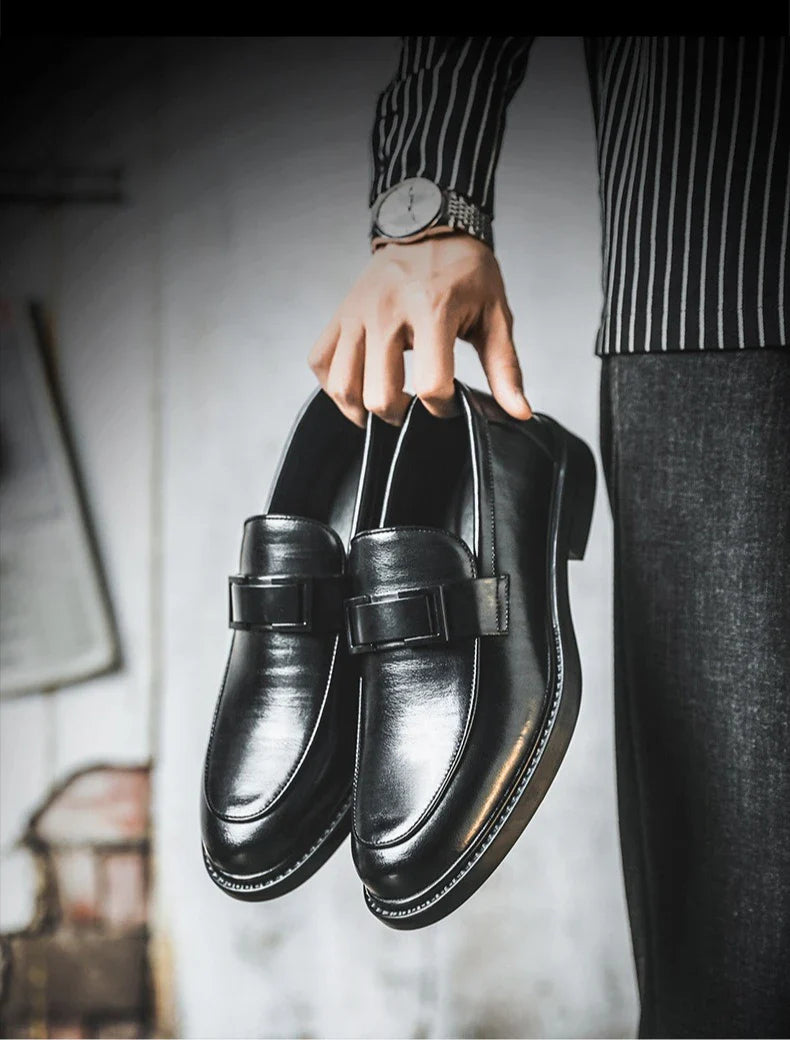 Spring Autumn New Black Dress Shoes for Men Business Designer Cow Leather Shoes Male Fashion British Style Casual Shoe Man