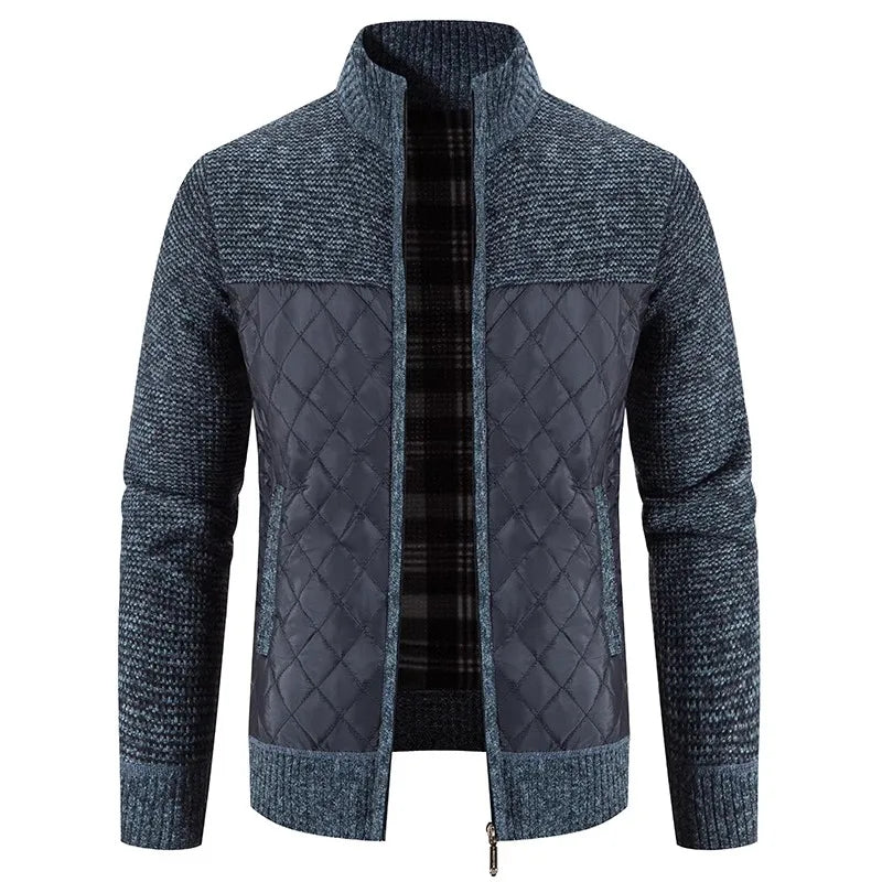 Autumn Winter New Men's Jacket Slim Fit Stand Collar Zipper Jacket Men Solid Thick Warm Jacket Men Sweater
