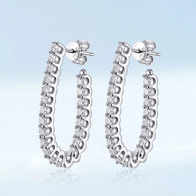 Trendy Real D Color Full 2.2mm 0.04CT Moissanite Hoop Earrings For Women S925 Silver Plated 18K Gold Diamond Earring