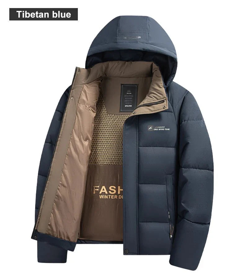 Graphene Warm Windproof Jacket Men 2024 Winter New Fashion Comfortable Thickened Outdoor Hooded Overcoat Male Casual Clothes