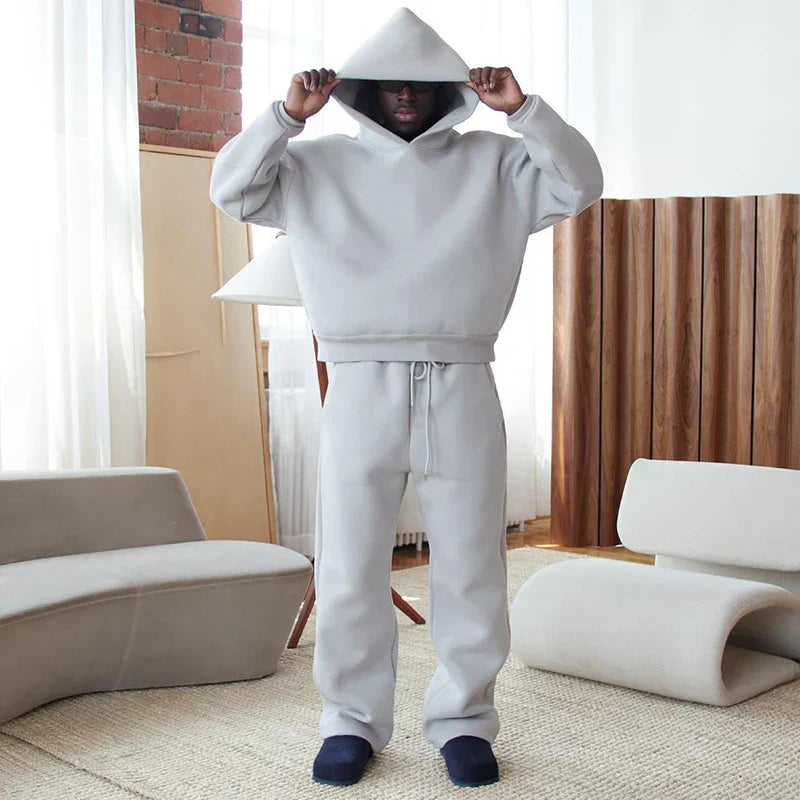 High Street Gothic Solid Color Sweatshirt Suit Punk Harajuku Vintage Hip Hop Rock Pocket Casual Streetwear Y2K Men's Sweatpants