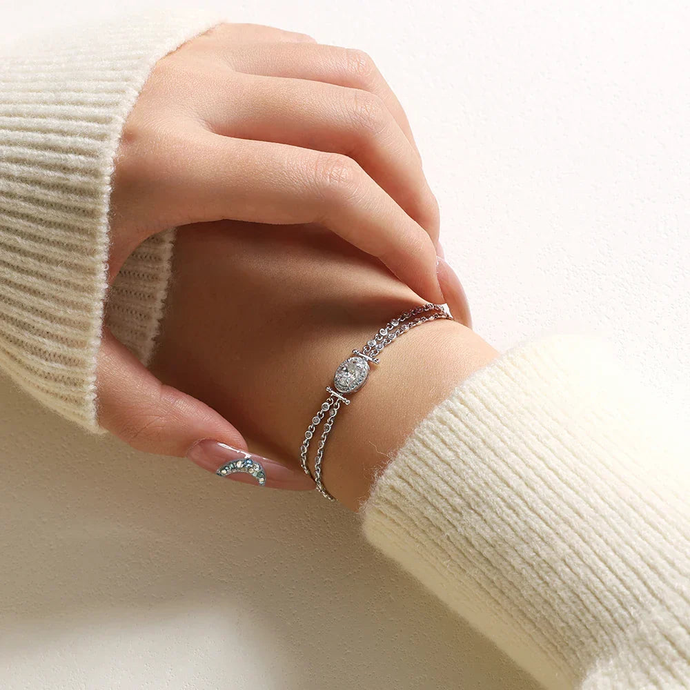 Oval Cut 1ct Moissanite Women’s Bracelets 925 Sterling Silver Adjustable Bracelet Top Quality Engagement Party Jewelry