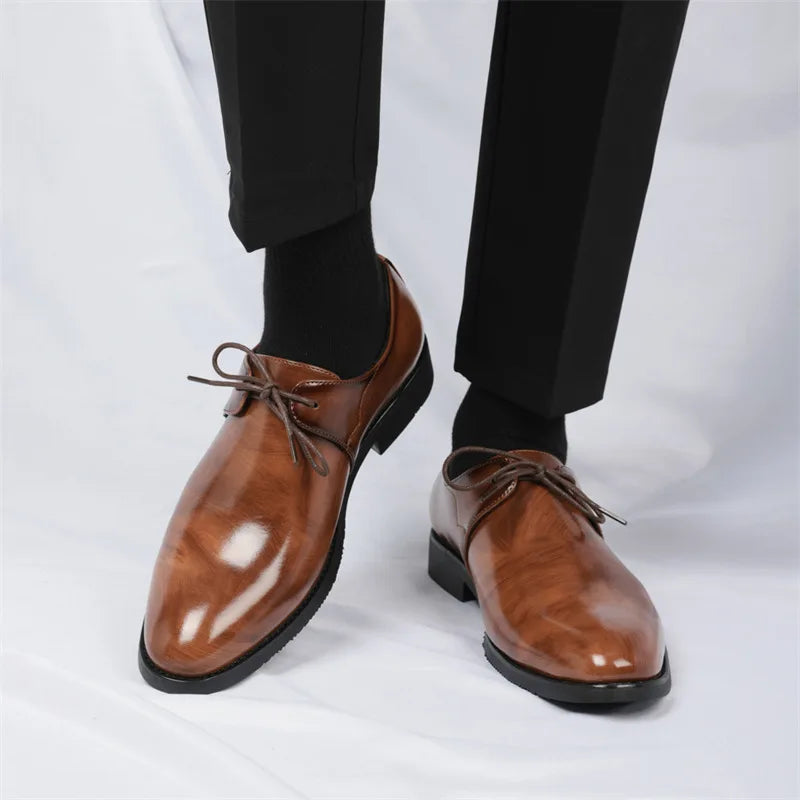 Men’s Fashion Formal Dress Shoes – Classic Lace-Up Office & Wedding Footwear (Black, Brown)