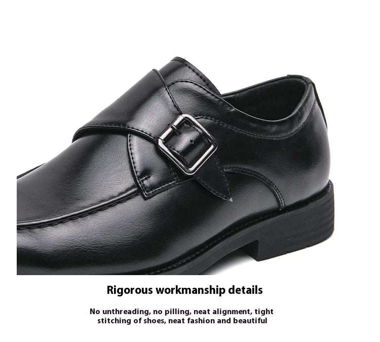 Men's business casual leather shoes cowhide retro round head British leather shoes men's leather big head men's shoes tide