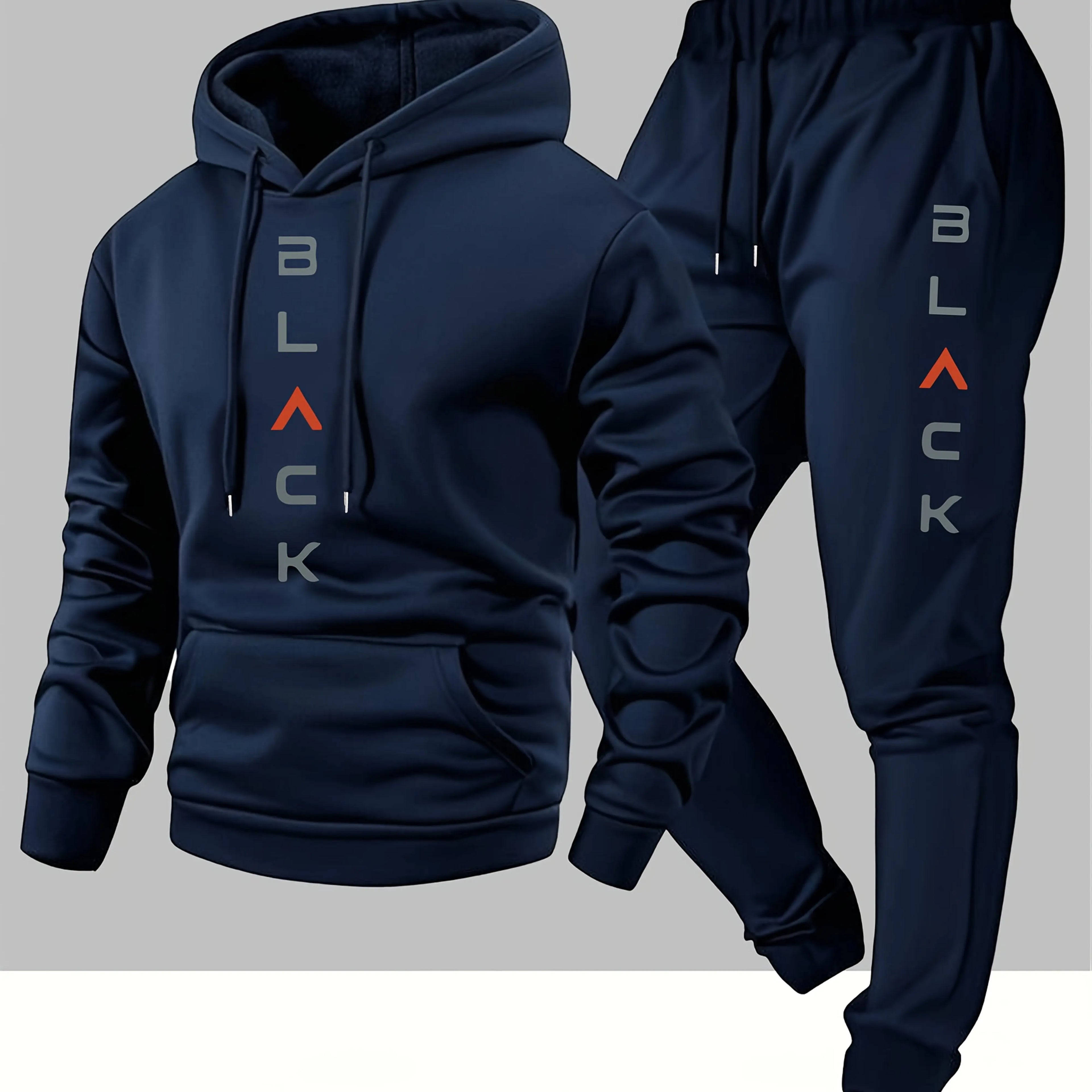 Mens soft comfortable Boston print hooded sweatshirt sweatpants set eco-friendly thin velvet warm autumn winter hoodies