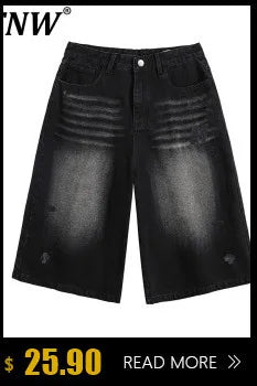 Dark Style Double Ring Fharem Knee Legnth Pants Summer High Street Fashion Drawstring Loose Fit Black Men 's Shorts 12C1243