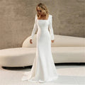 Elegant Satin Wedding Dresses Long Sleeves Mermaid Square Collar