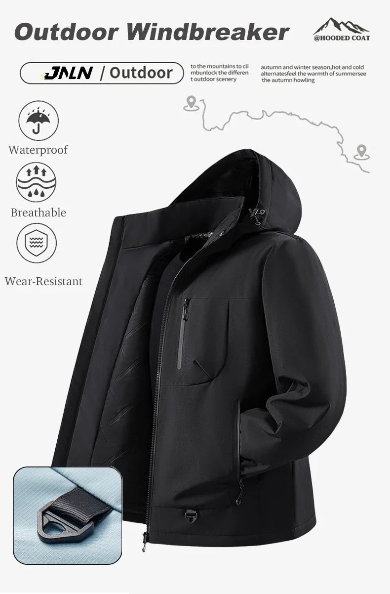 Men's Winter Warm Windbreaker Graphene Inner Waterproof Fleece Jackets Hiking Camping Climbing Skiing Thermal Rain Coat
