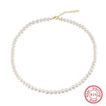 5-6mm Freshwater Pearl Beads Choker Chain 925 Sterling Silver Pearls Necklace for Women Dainty Accessories GPN75