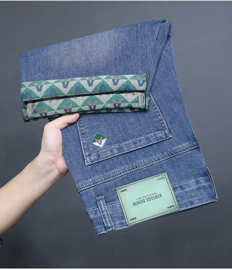 Men's Printed Denim Shorts Summer Thin Fashion Slim Straight Bermuda Jeans Personality Male Short Pants Streetwear
