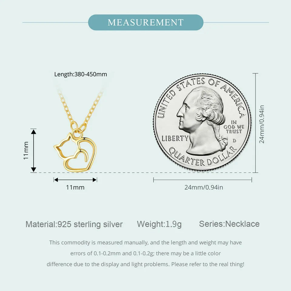 100% 925 Sterling Silver Minimalist Lovely Cat Pendant Necklace Cute Animal Neck Chain for Women Birthday Gift SCN188