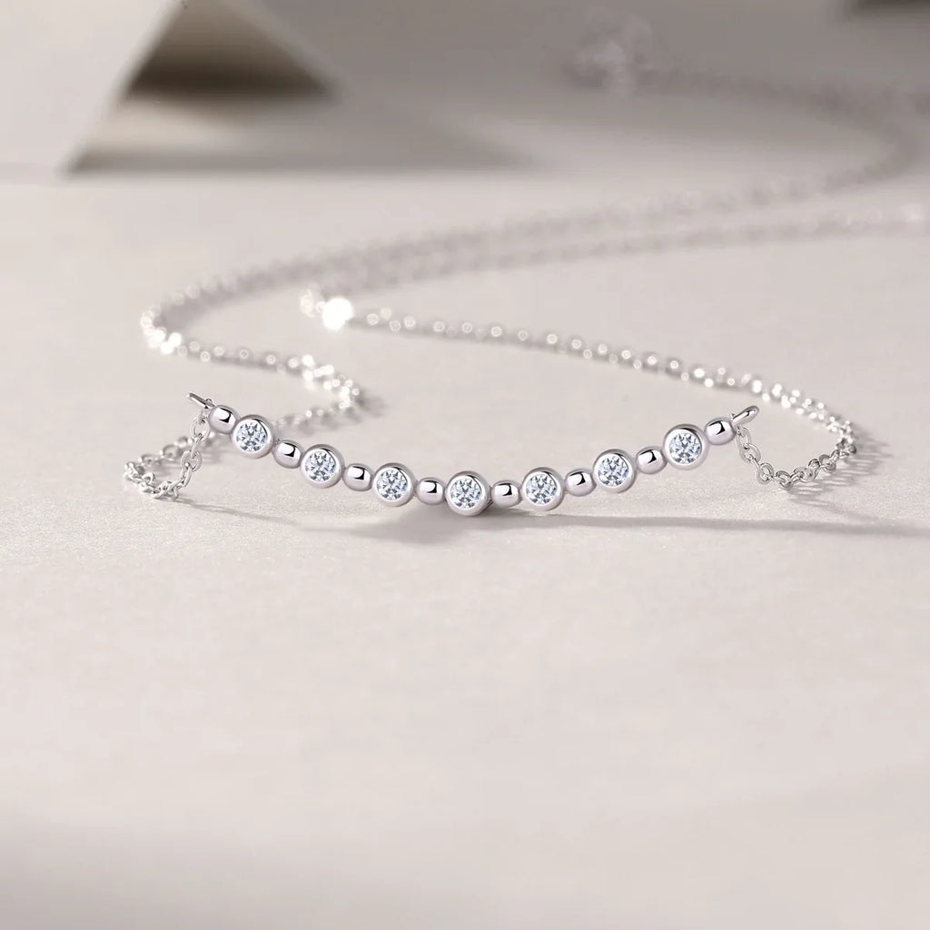 Full 0.065CT D Color Moissanite Pendant Necklace for Women Lady S925 Silver All Diamond Neck Chain Necklaces Wholesale Gift