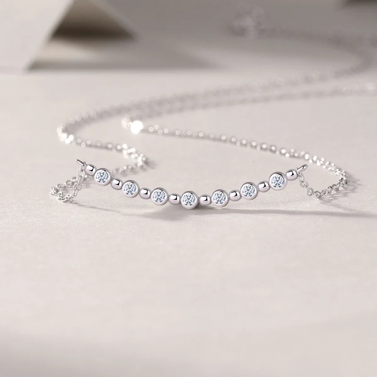 Full 0.065CT D Color Moissanite Pendant Necklace for Women Lady S925 Silver All Diamond Neck Chain Necklaces Wholesale Gift