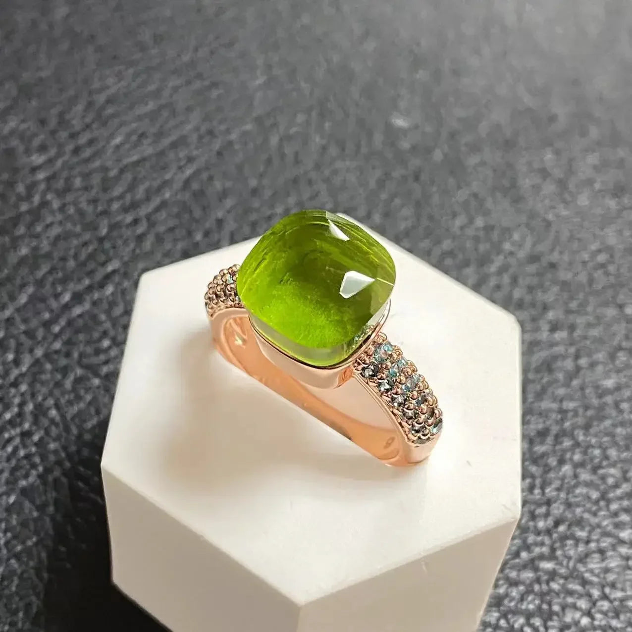 10.6mm Topaz Ring For Women Inlay Light Blue Zircon Candy Water Drop Crystal Ring Rose Gold Plated Jewelry Gift