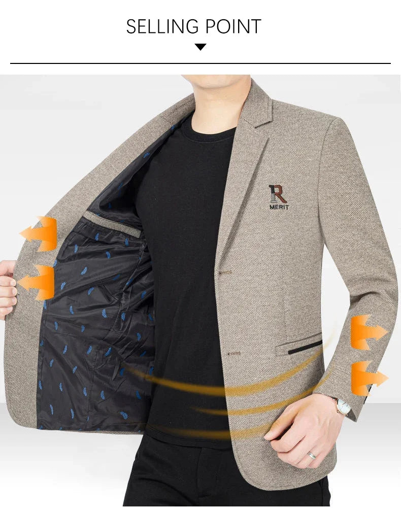 TFETTERS Brand 2026 Spring Business Blazer for Men Solid Autumn Casual Men's Jacket Blazer Fashion Single Breasted Suits Mens