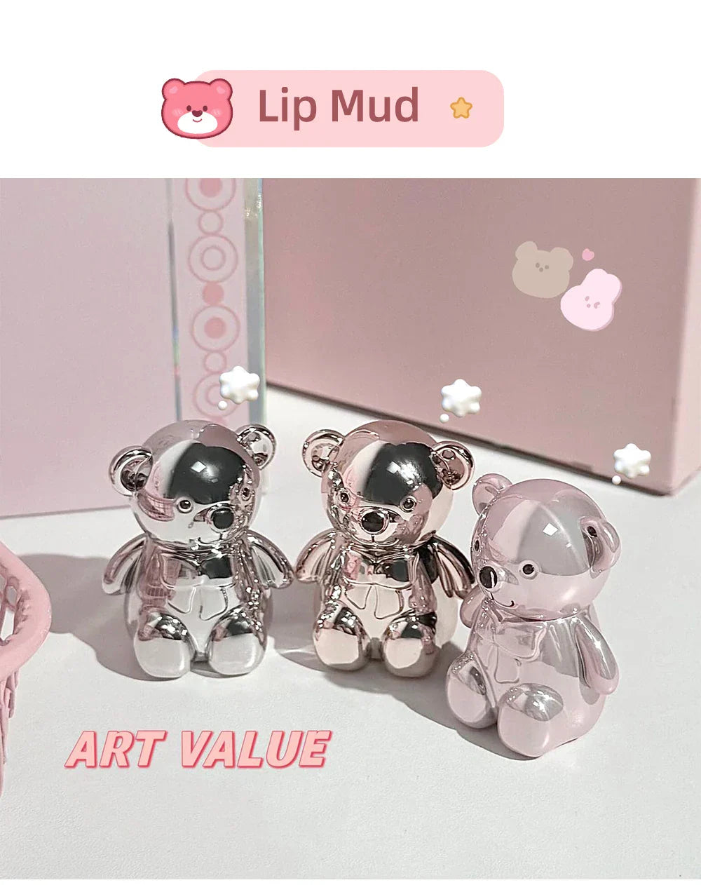 7PCs Multipurpose Makeup Sets Include 3 Matte Lip Mud,1 Pressed Powder,1 Blush,1 Eyes Palette And Necklace Cosmetics