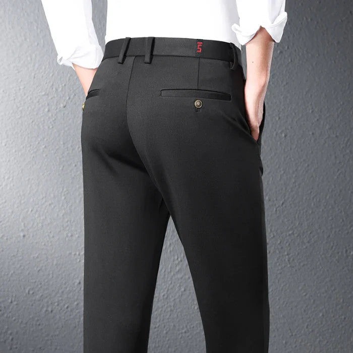 Stretch Suit Pants Men's Summer Thin Straight Business Trousers Ice Silk Casual Drape Breathable Formal Male Work Clothes