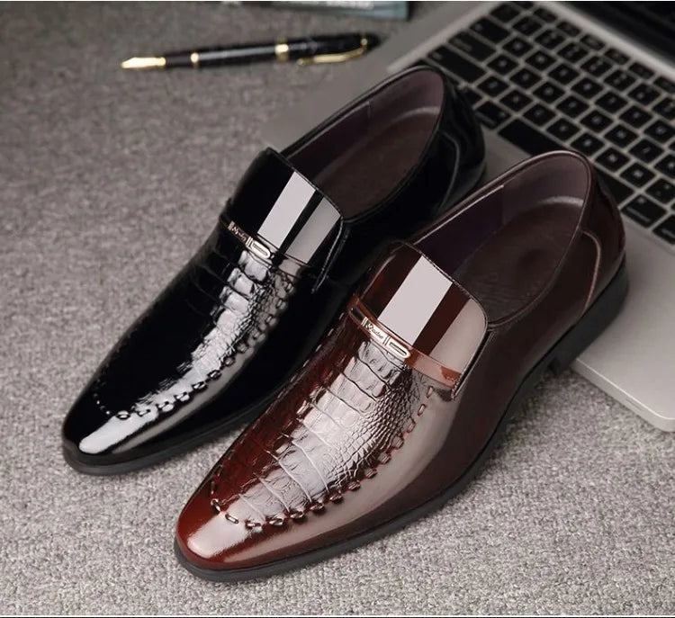Men's Business Casual Leather Shoes Korean Style Pointed Toe Breathable Big Size Office Groomsmen Groom Wedding