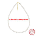 Handpicked 925 Sterling Silver Choker Necklace with 6-7mm Handmade Cultured Freashwater Pearl Chain for Women GPN25