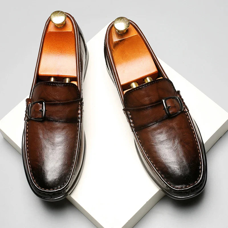High Quality Men's Genuine Leather Loafers Handmade Casual Shoes Moccasins Slip on Walking Flats Versatile Male Business Shoes