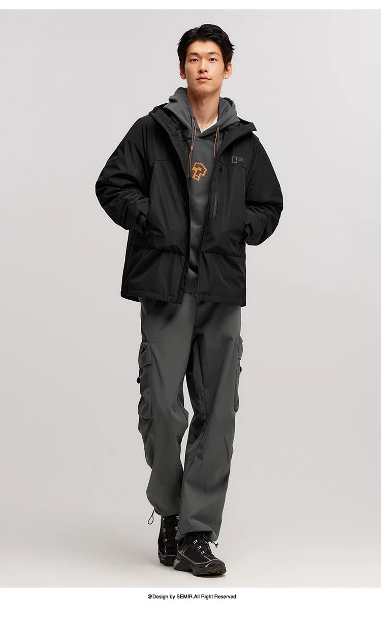 Down Jacket Men Three-in-One 2026 Winter New Colorblocked Stand-Up Collar Protective Outerwear