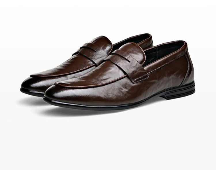 Social Shoe Male Leather Casual Round Toe Men's Formal Shoes Business Luxury Designer Clothing Office Party Gentleman 2025 Trend